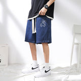 Men Denim Shorts NASA Joint-Name Jeans Loose Straight Casual