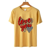 Valentine's Day T Shirt Love You Heart Printing Pullover Cotton Short Sleeve Women's T-shirt