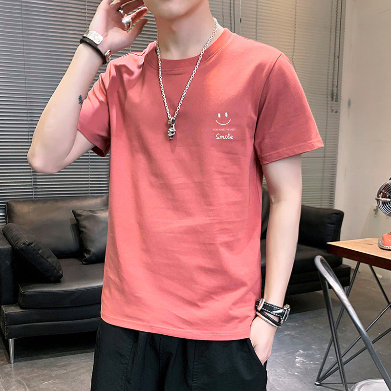 Men T-Shirts Smiley Printed Solid Color