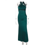 Kendall Jenner Wedding Guest Dress Sexy Solid Color Slim Sleeveless Backless