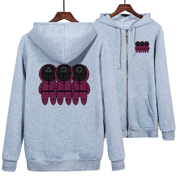 Squid Game Costume round Six Cartoon Printed Zipper Sweater