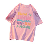 BTS Proof T Shirt Short Sleeve Korean T-shirt Bullet-Proof Youth League Member Name Peripheral Support Song-Promotion Costume Same Style Short-Sleeved T-shirt