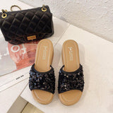 High Heels Slippers Summer Thick-Soled Sequined Fashion High Heel Sandals