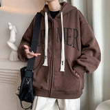 Men Hoodie Cardigan Sweater Teenagers Baggy Coat