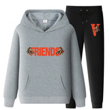 Vlone Hoodie & Pants 2 Piece Set Printed Sweater Casual