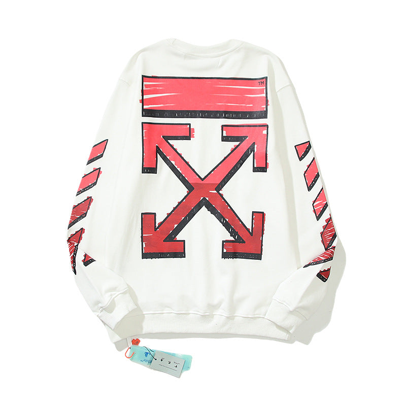 Off White Sweatshirts O Arrow Round Neck Men'S Women'S Pullover Loose Undershirt Coat