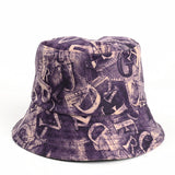 Bucket Hat Fishing Cap Cotton Print Fisherman Hat Letter Print Sun-Proof Basin Hat