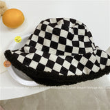 Vintage Check Bucket Hat Faux Cashmere