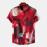 Camp Collar Shirt Color Block Short Sleeve Shirt