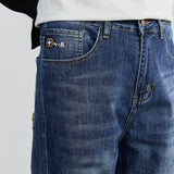 Men Jeans Blue Straight Jeans Men's Simple All-Match