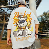 Men T-Shirts Bear Print Loose Half Sleeve