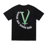 Vlone T Shirt Large V-Shaped Female Print Irregular Couple'S Short-Sleeved T-Shirt