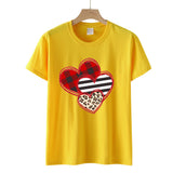 Valentine's Day T Shirts Couples Leopard Print Heart Printing Women's Pullover T-shirt