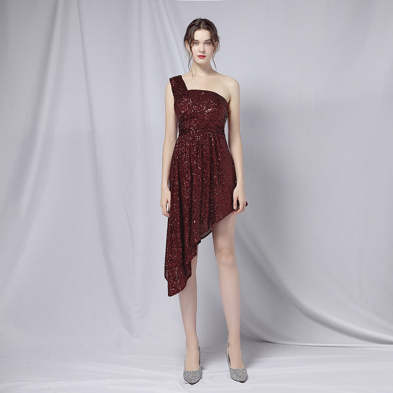 Burgundy Dress Formal Sexy Dress Host Performance Dress