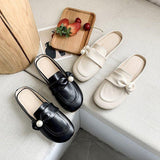 Women Open Toe Sands Flats Spring/Summer Fashion Pearl Buckle Bow Lazy Slippers