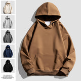 Men Hoodie Heavy Thickening Solid Color Hooded Sweater Loose Casual