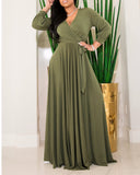 MIDI Mauve Cocktail Dress Women's plus Size Women's Solid Color Wide Hem Dress
