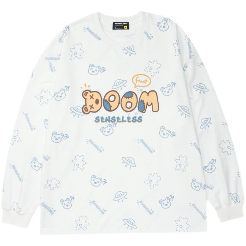 Crew Neck Sweatshirts for Men Men's Autumn Cartoon Full Printed round Neck Men's and Women's Casual Sweatshirt
