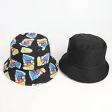 Bucket Hat Fishing Cap Cotton Print Fisherman Hat Bucket Hat Men's and Women's Cartoon Printed Sun Hat