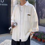 Men Jackets 3/4 Sleeve Shirt Loose Casual