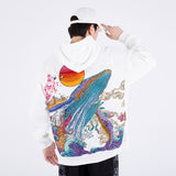 Men Hoodie Shark Embroidered Hooded Men's Sweater