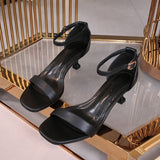 Women Black Dress Shoes Stiletto Sandals Summer