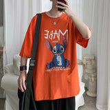 Men T-Shirts Loose Printed Half Sleeve