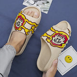 Mens Slide Summer Slippers Men'S Shoes Sesame Street Graffiti Casual Slippers