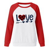 Valentine's Day T Shirts Couples Printed Loose Pullover round Neck Women's Long Sleeve T-shirt