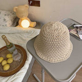 Women Bucket Hat Dome Knitted Fisherman Sun Protection Sunshade