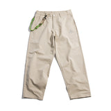 Man Fall Straight-Leg Trousers Loose Casual with Big Pockets Elastic Overalls