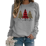 Merry and Bright Sweatshirts Merry and Bright Christmas Tree Printed Sweater Autumn and Winter