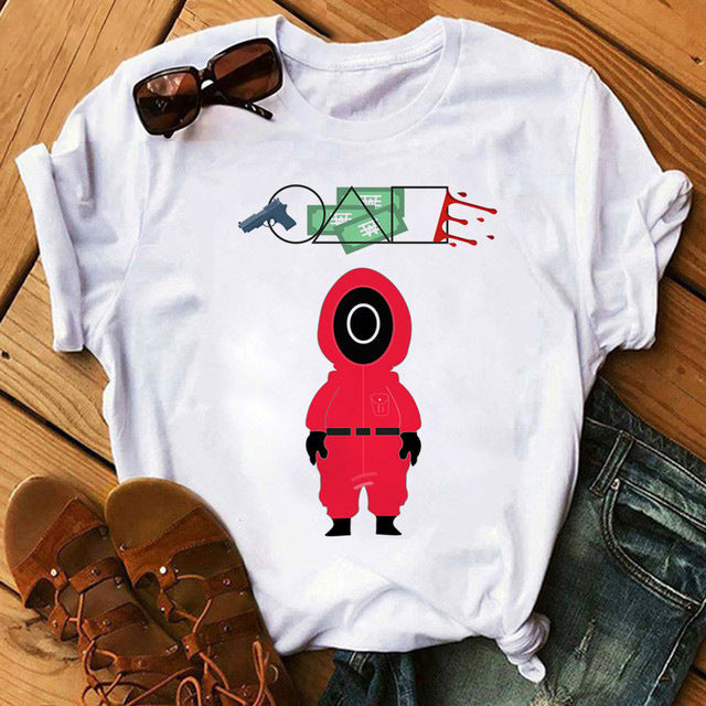 Squid Game Costume round Six round Guard Printed Short Sleeve T-shirt
