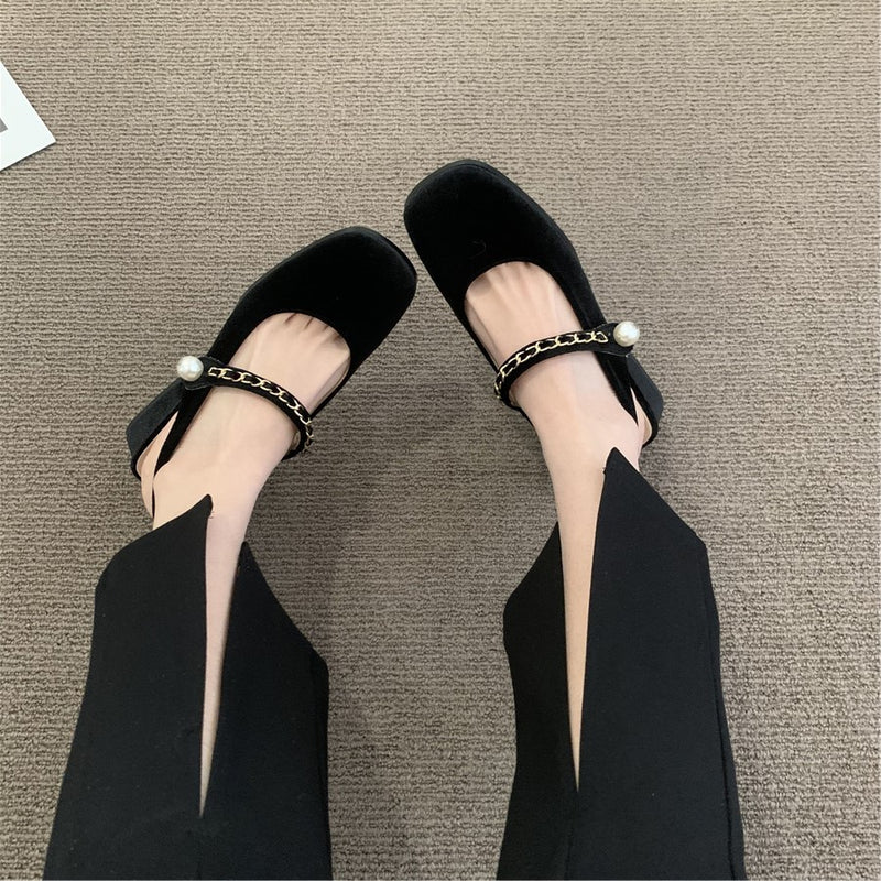 Nude Low Block Heel Sandals Suede