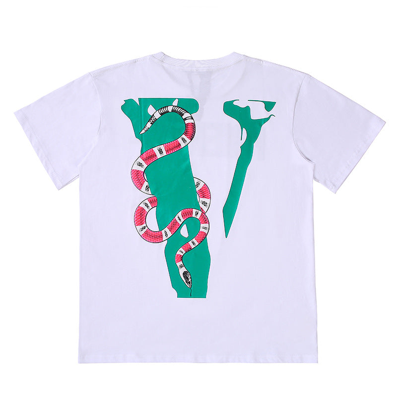 Vlone T Shirt Frieds Viper V Printed Loose Round Neck Short Sleeve T-Shirt