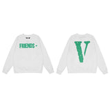 Vlone Sweatshirt Green Large V Round Neck Sweater Loose Casual