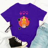 Squid Game Costume printed loose cotton round neck short sleeve t-shirt for women