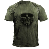 Man T Shirt Printed Straight Sports Green Cotton T-shirt