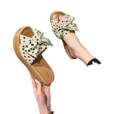 Women Open Toe Sandals Flats Summer Bowknot Polka Dot Fashion Sandals