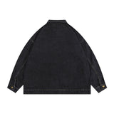 Man Fall Fall Vintage Washed Denim Jacket Loose Cargo Jacket