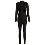 Women's Spring Clothing Solid Color Sexy Cutout Hip Lifting Sport Jumpsuit