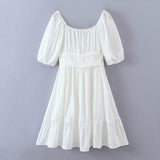 Coachella Music Festival Outfits Summer Puff Sleeve Vacation Style Dress Short Skirt