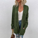 Women's Cardigan Knit Sweater Women's Mid-Length Cardigan for Autumn and Winter