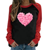 Valentine's Day T Shirt Petals Heart Printing Women's Tops Loose Casual