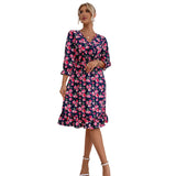 Kendall Jenner Wedding Guest Dress Versatile Casual Printed V-neck Sexy Dress