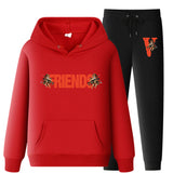 Vlone Hoodie & Pants 2 Piece Set Printed Sweater Casual