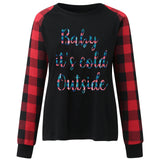 Valentine's Day T Shirt Long Sleeve Women's Clothing Heart Printing Raglan Plaid Long Sleeve