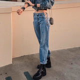 Coachella Music Festival Outfits Jeans High Waist Retro Loose Casual Straight-Leg