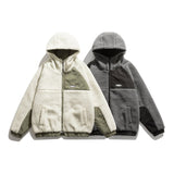 Man Fall Outfis Autumn Color Matching Lamb Wool Hooded Jacket Men's Casual Top