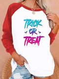 Halloween Costumes Letter Printing Capless Round Neck Contrast Color Sweatshirt Women
